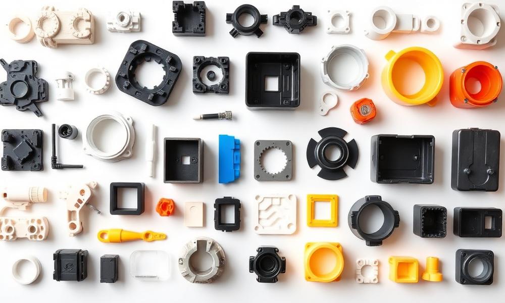Collection of injection molded plastic parts for automotive, medical, and consumer industries